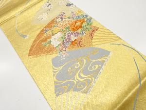 扇に花車模様織り出し　袋帯